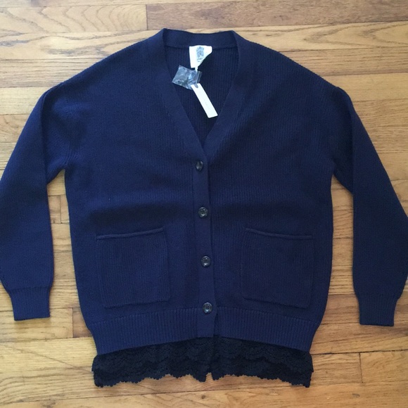 Anthro Dalton Lace Trimmed Sweater - Picture 4 of 8